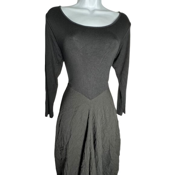 COMFY USA Size Medium Midi Dress  Balloon Crinkled Hem artsy Lagenlook - Picture 3 of 8